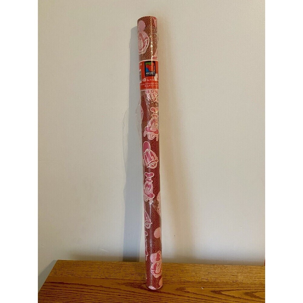 Vtg Cleo Gift Wrap Mickey Minny Mouse Goofy Pluto 90s Disney Red Paper Roll 40ft